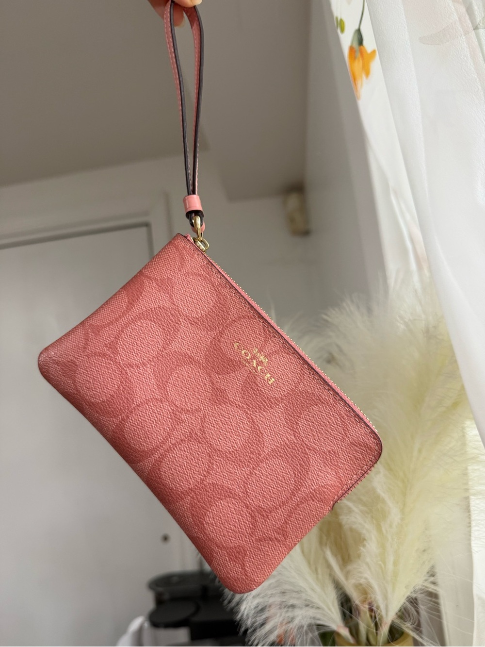Coach Rose Pink Signature Wristlet
